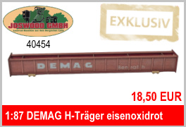 Joswood 40454 H0 Doppelträger Demag mit der Farbgebung im Rostschutzanstrich eisenoxidrot Mennige